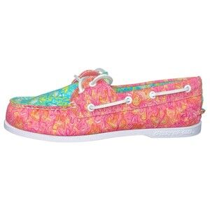 Sperry Brooks Brothers 2-Eye Boat Loafer Shoes Pink Blue Mens Size 9.5 New